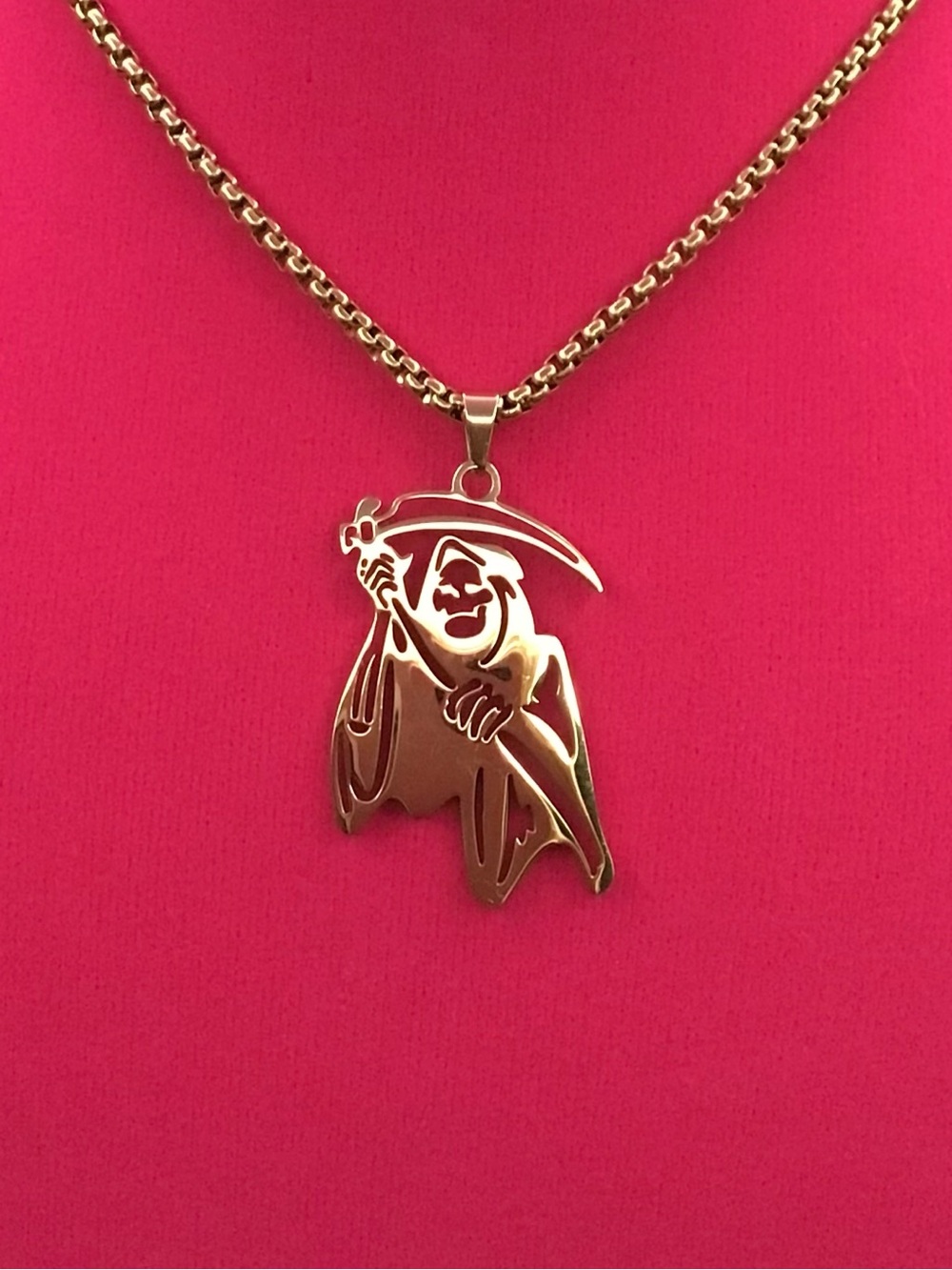18k Gold Plated Grim Reaper Necklace